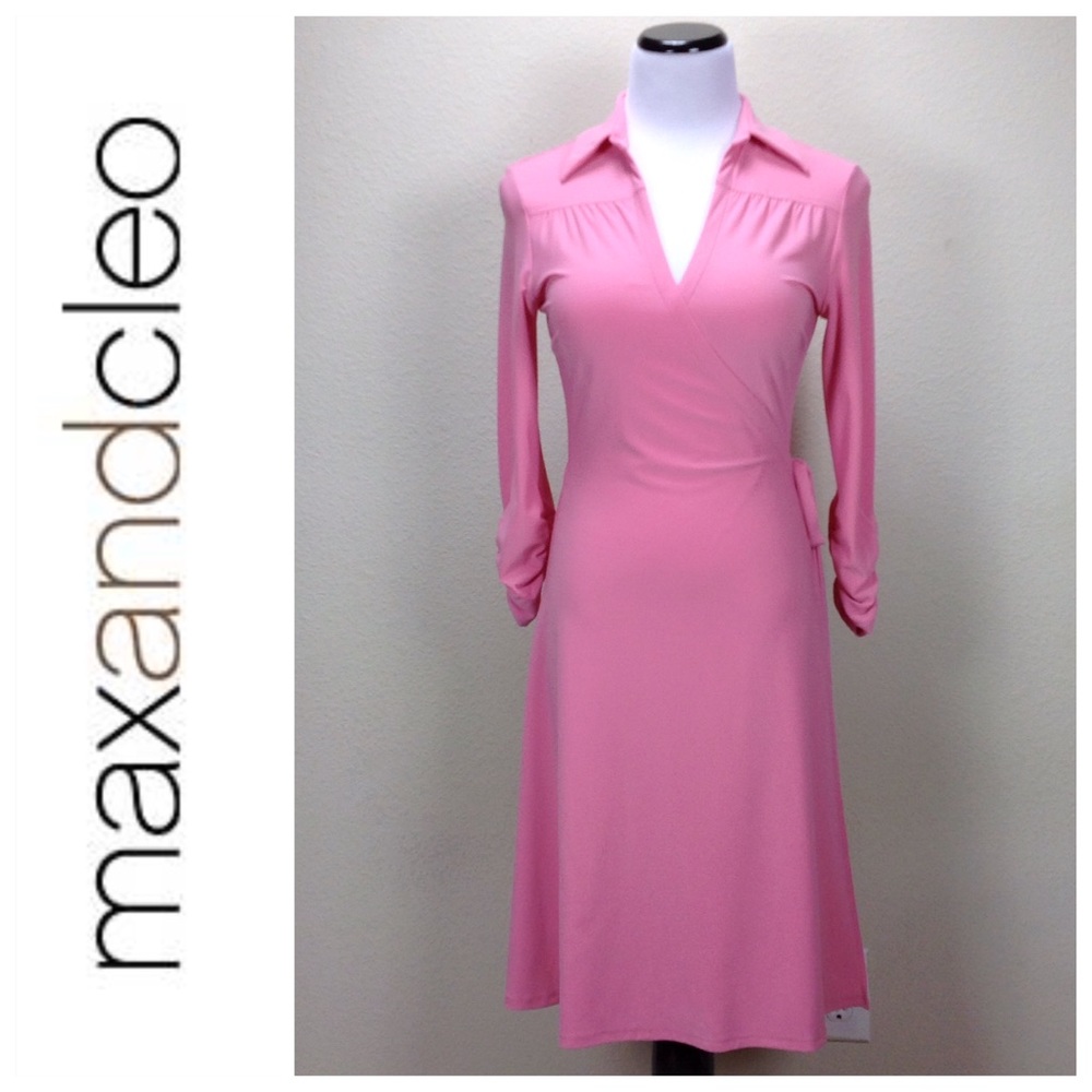 NWT Max & Cleo Pink V-Neck Wrap Dress